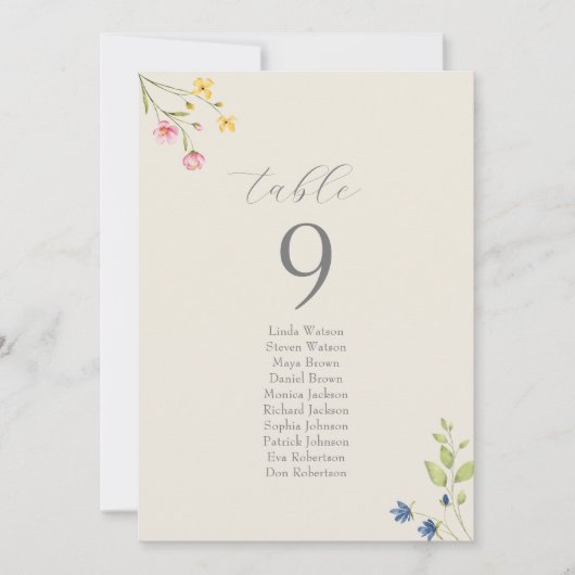 Boho Wildflower Wedding Seating Chart (正面)