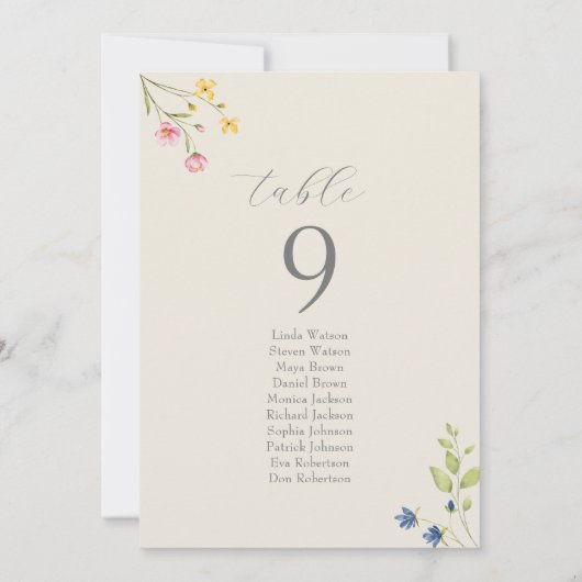 Boho Wildflower Wedding Seating Chart (裏面)