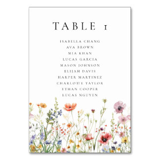 Boho Wildflower Wedding  Table Number テーブルナンバー