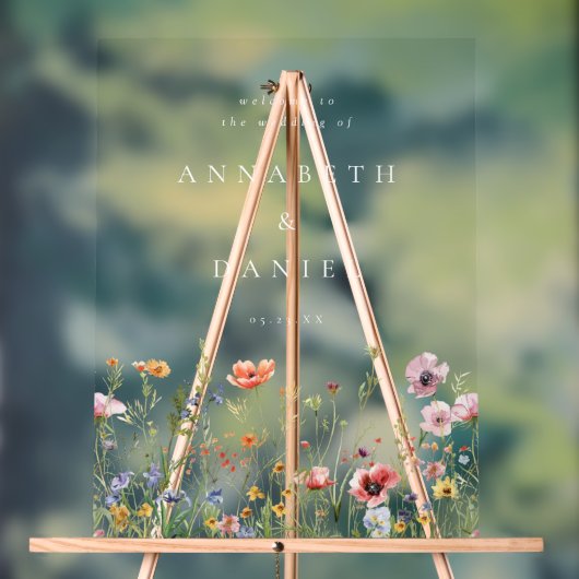 Boho Wildflower Wedding Welcome アクリルサイン (ニュートラル)