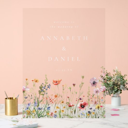 Boho Wildflower Wedding Welcome アクリルサイン (ウェディング)