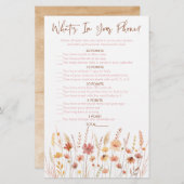 Boho Wildflowersあなたの電話シャワーゲームに何が (正面/裏面)