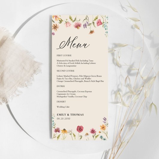 Boho Wildflowersのメ結婚ニュー メニュー