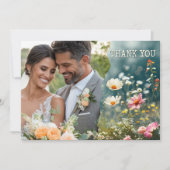 Boho Wildflowersの写真結婚ありがとう サンキューカード (正面)