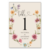 Boho Wildflowersの結婚テーブル番号 テーブルナンバー (裏面)