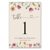 Boho Wildflowersの結婚テーブル番号 テーブルナンバー (正面)