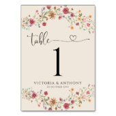 Boho Wildflowersの結婚テーブル番号 テーブルナンバー (裏面)