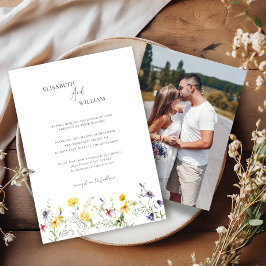 Boho Wildflowersエレガントフォト結婚式招待状 招待状