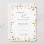 Boho Wildflowersエレガントフォト結婚式招待状 招待状 (正面)