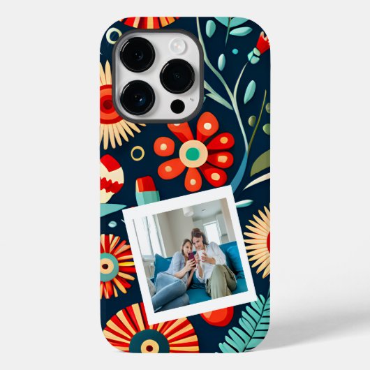 boho wildflowersグリーンレッドパーソナライズされた写真 Case-Mate iPhoneケース (裏面)