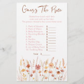 Boho Wildflowers価格ベビーシャワーゲームを推測 (正面)