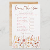 Boho Wildflowers価格ベビーシャワーゲームを推測 (正面/裏面)