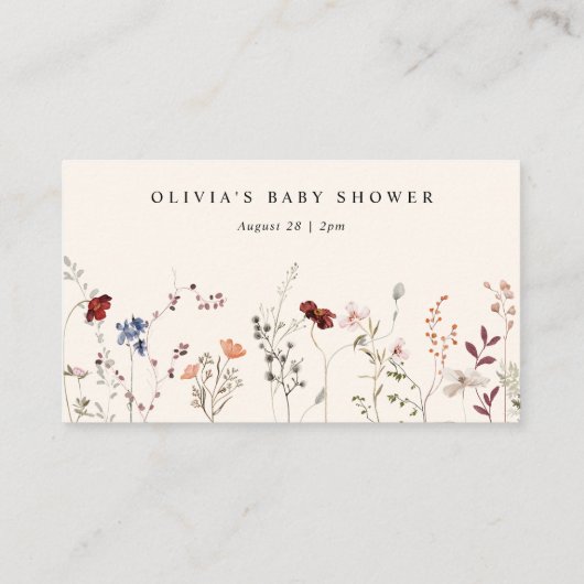 Boho Wildflowers Bees赤ちゃんシャワー予約リクエスト エンクロージャーカード (裏面)