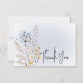Boho Wildflowers Blueモダン'結婚s Thank You サンキューカード (正面)