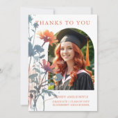 Boho Wildflowers Bunch Photo Modern Arch Graduate サンキューカード (正面)