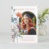 Boho Wildflowers Bunch Photo Modern Arch Graduate サンキューカード (スタンド正面)