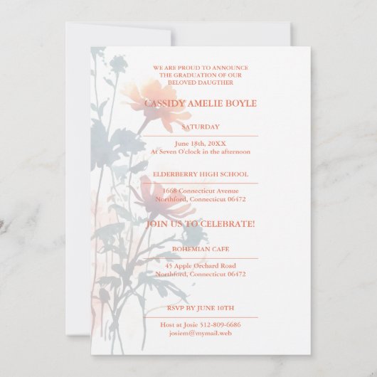 Boho Wildflowers Bunch Photo Modern Arch Photo 招待状 (裏面)