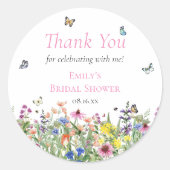 Boho Wildflowers & Chairs Thank You ラウンドシール (正面)