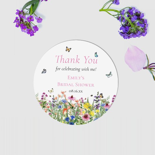 Boho Wildflowers & Chairs Thank You ラウンドシール