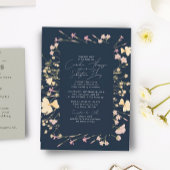 Boho Wildflowers Frame Navy 結婚's 招待状