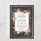 Boho Wildflowers Garden Elegant QR Code Wedding 招待状 (正面)