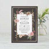 Boho Wildflowers Garden Elegant QR Code Wedding 招待状 (スタンド正面)