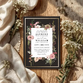 Boho Wildflowers Garden Elegant QR Code Wedding 招待状