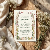 Boho Wildflowers Mushroom Magic QR Code Wedding 招待状