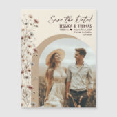 Boho Wildflowers Photo Arch Wedding Save the Date マグネット招待状 (正面)