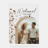 Boho Wildflowers Photo Arch Wedding Welcome Clear アクリルサイン (正面)