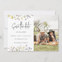 Boho Wildflowers QRコードエレガント写真結婚s セーブザデート