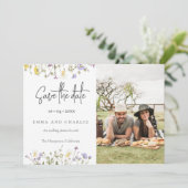 Boho Wildflowers QRコードエレガント写真結婚s セーブザデート (スタンド正面)