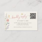 Boho wildflowers QR code online RSVP wedding エンクロージャーカード (正面)