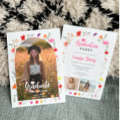 Boho wildflowers Spring Garden photos graduation 招待状