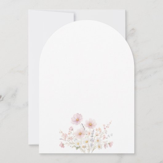 Boho Wildflowers Spring Summer Sage green Wedding 招待状 (裏面)