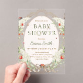 Boho Wildflowers Strawberry Baby Shower アクリル招待状 (インサイチュ (ポータブル))