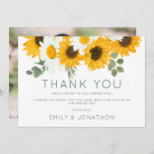 Boho Wildflowers Sunflowers素朴写真ありがとう (正面/裏面)