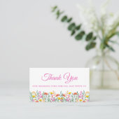 Boho Wildflowers Thank You Pink 結婚フローラ プレイスカード (スタンド正面)