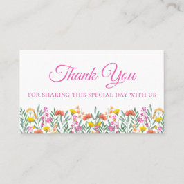Boho Wildflowers Thank You Pink 結婚フローラ プレイスカード