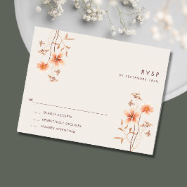 Boho Wildlfower屋外素朴結婚式RSVP 出欠カード