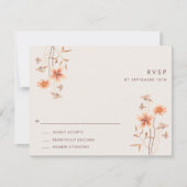 Boho Wildlfower屋外素朴結婚式RSVP 出欠カード (正面)
