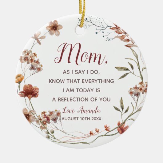 Boho Wilflowers Mother of the Bride セラミックオーナメント (正面)