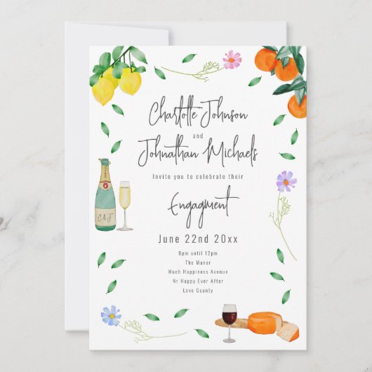 Boho Wine and Cheese Engagement Party 招待状 (正面)