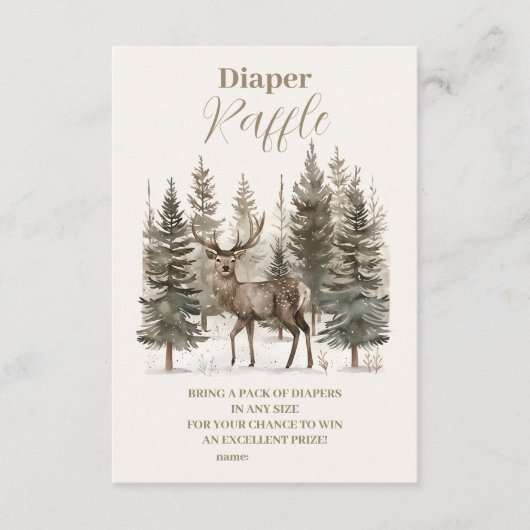 Boho Winterクリスマスベビーシャワーおむつラッフル エンクロージャーカード (正面)