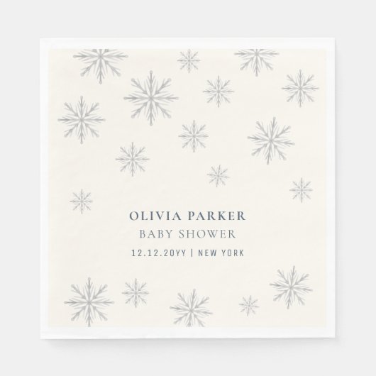Boho Winterスノーフレーク赤ちゃんシャワー歓迎サイン スタンダードランチョンナプキン (正面)