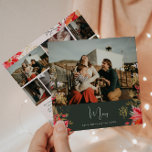 Boho Winterフローラメリー7 Photo Christmas シーズンカード<br><div class="desc">この冬のフローラメリー7枚の写真クリスマスホリデーカードは赤とピンクのポインセチアの水の色のイラストと繊細な冬の緑を特徴とデザインを持つお洒落と鮮やか。松、ヒイラギ、冬の果実などのシックな植物要素と、埃っぽいバラや金ゴールドアクセントなどのカードのカラフルパレットは、休日の美学にボホのtouchを追加しまモダンす。このフェスティバル12月のデザインは、クリスマスお洒落の季節に最適なフローラテーマと明るい雰囲気を融合させる。</div>