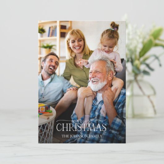 Boho Winter Citrus Merry Christmas Script Photo Ho シーズンカード (スタンド正面)