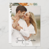 Boho Winter Greenery写真Save the Date 招待状 (正面/裏面)