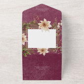 Boho Winter Greenery Boughs Burgundy QRコード オールインワン招待状 (外側)
