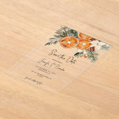 Boho Winter Greenery dry oranges Save the date アクリル招待状 (レイダウン)